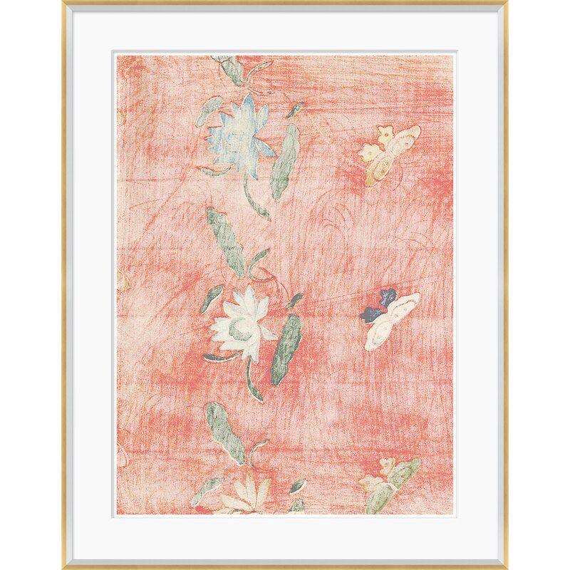 Japanese Textile Design in Blush Framed Graphic Art Print thumbnail 2