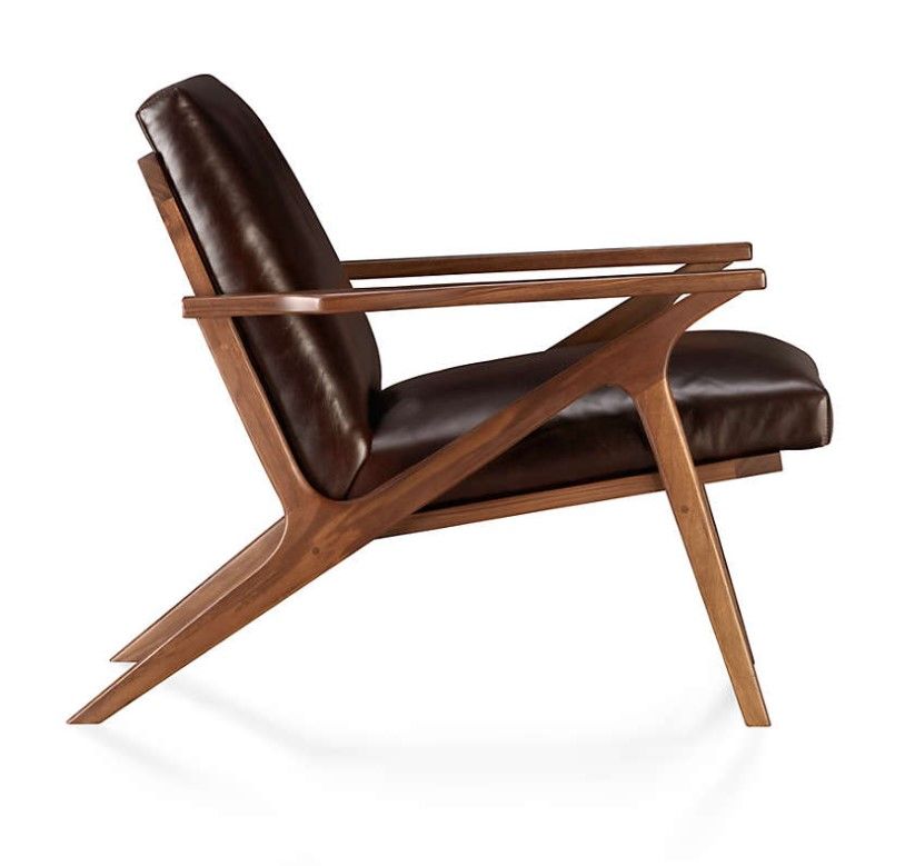 Cavett Leather Wood Frame Chair thumbnail 4