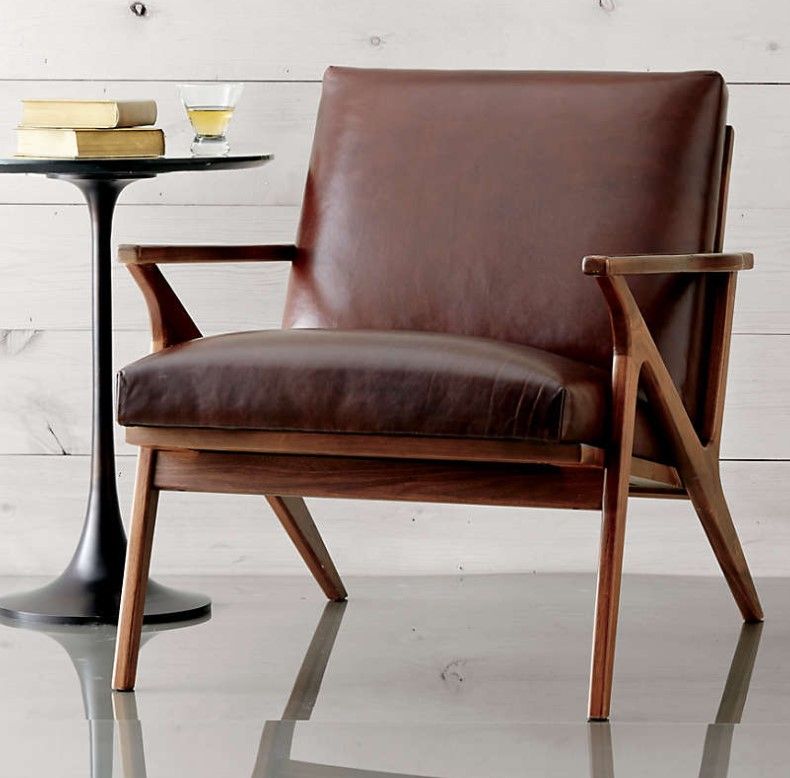 Cavett Leather Wood Frame Chair thumbnail 6