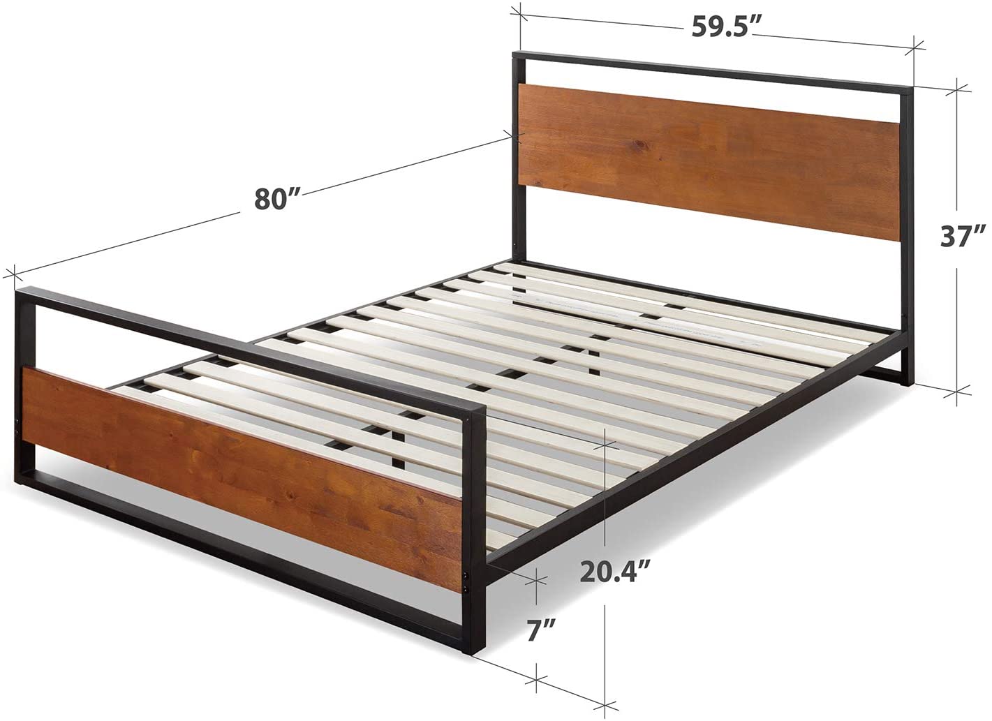 Zinus Suzanne Metal and Wood Platform-Queen thumbnail 2