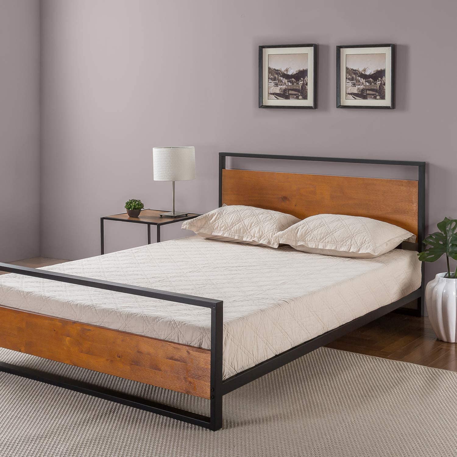 Zinus Suzanne Metal and Wood Platform-Queen thumbnail 4