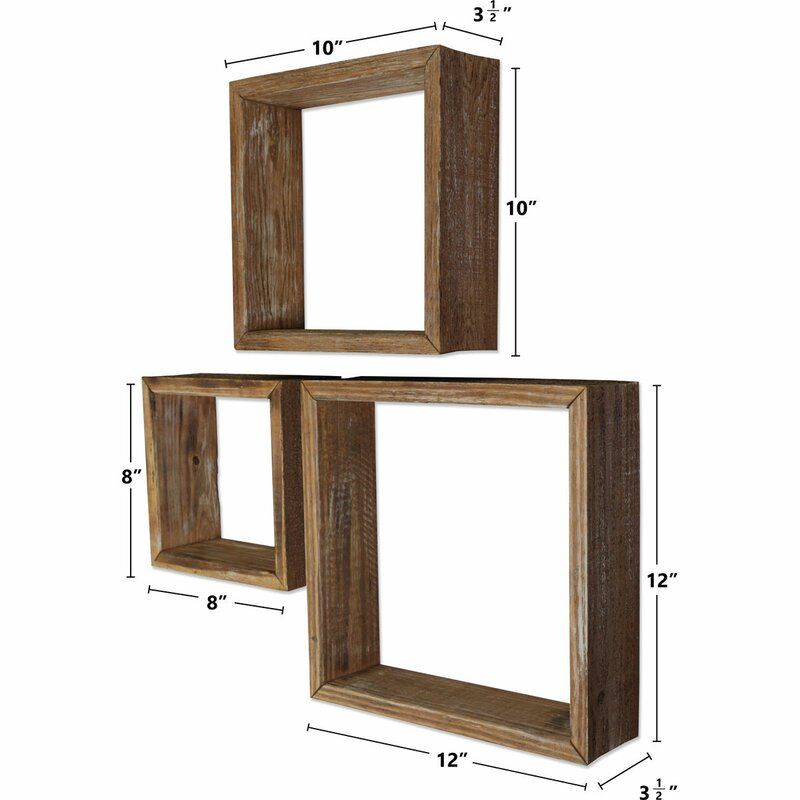 Narcissa Vintage Farmhouse Shadow Box 3 Piece Wall Shelf Set thumbnail 2