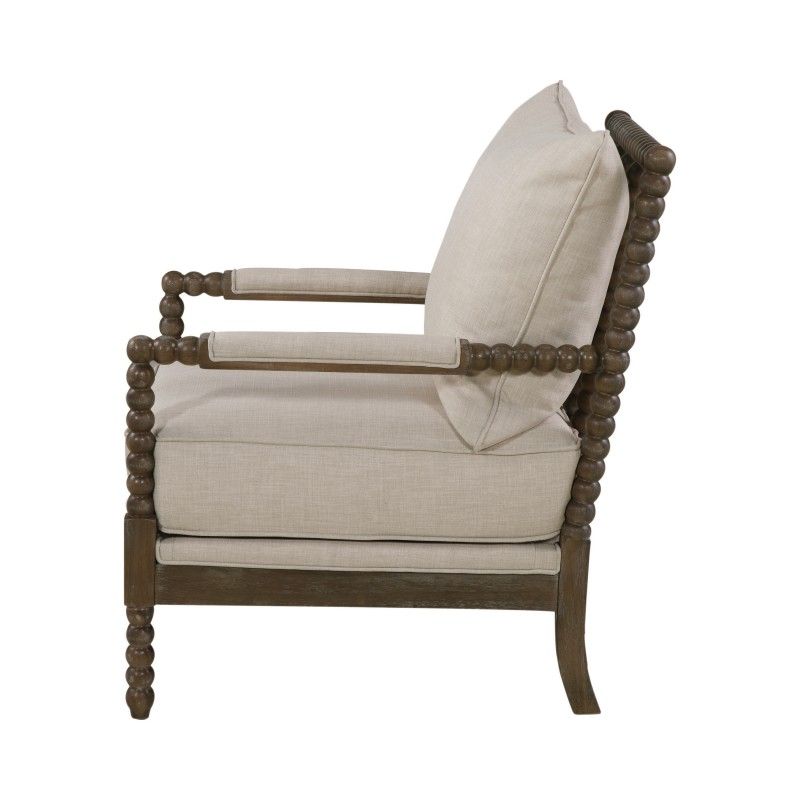 CUSHION BACK ACCENT CHAIR OATMEAL AND NATURAL thumbnail 2