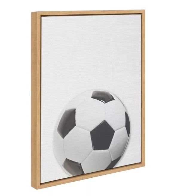  Sylvie Color Soccer Ball Portrait Framed Canvas Natural DesignOvation thumbnail 2