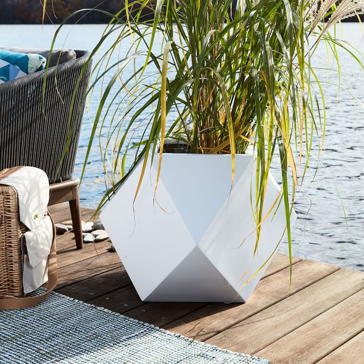 Faceted Modern Indoor or Outdoor Fiberstone Planters thumbnail 2