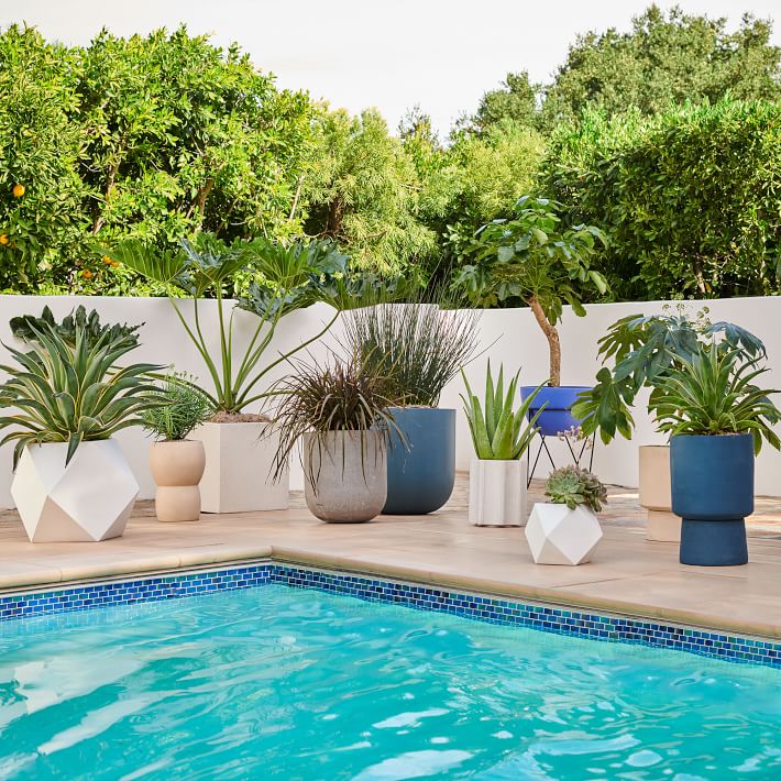 Faceted Modern Indoor or Outdoor Fiberstone Planters thumbnail 3