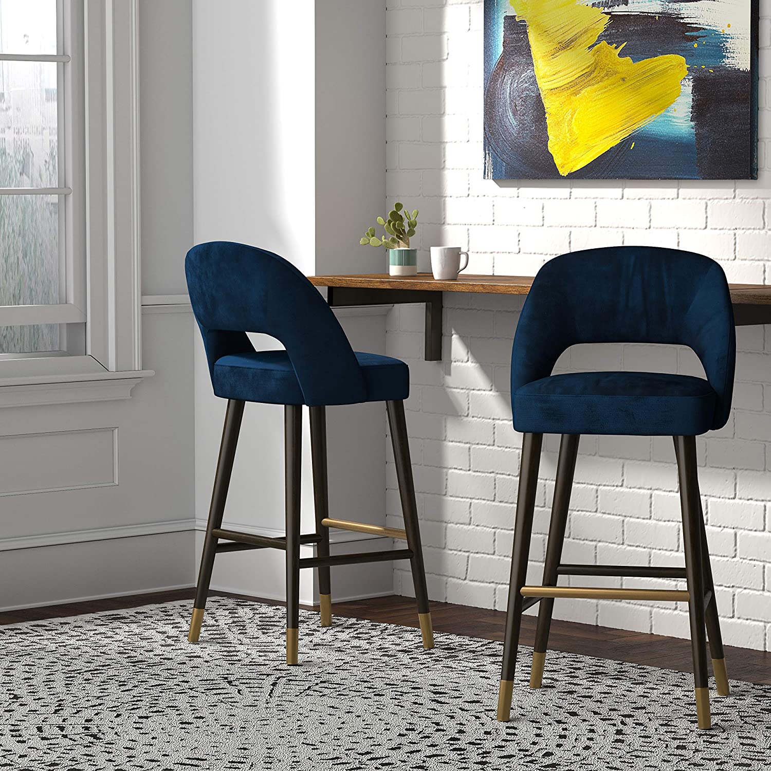 Rivet Whit Contemporary Upholstered Bar Stool thumbnail 5