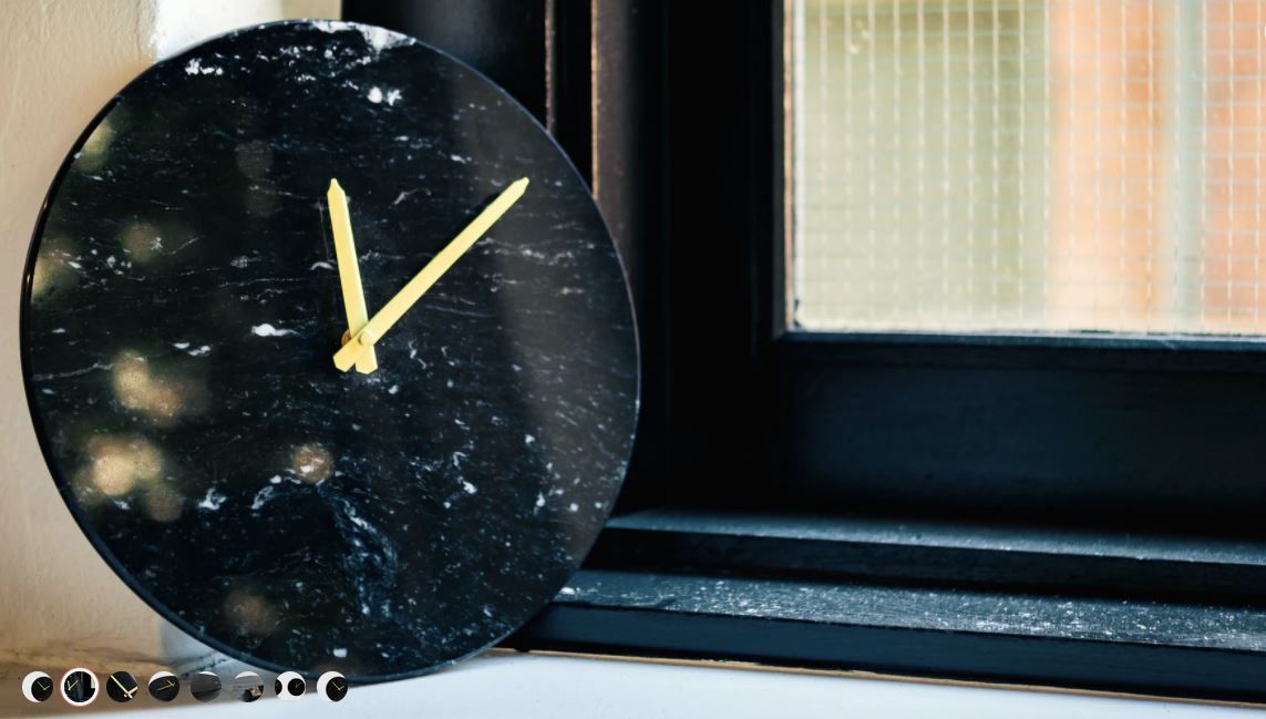 Maris Black Marble Clock thumbnail 2