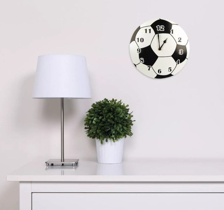 Soccerball Wall Clock Black White thumbnail 2