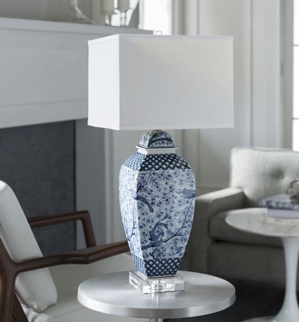 Table Lamp Blue Hand Painted Ceramic thumbnail 2