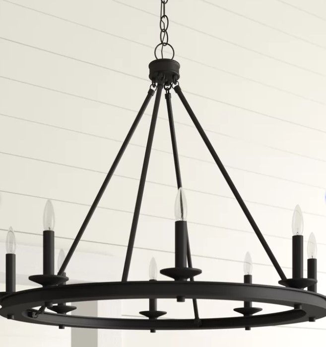 Hantsport 8 Light Wagon Wheel Chandelier thumbnail 3