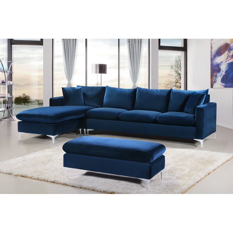 Shumpert 110" Wide Velvet Reversible Sofa & Chaise thumbnail 2