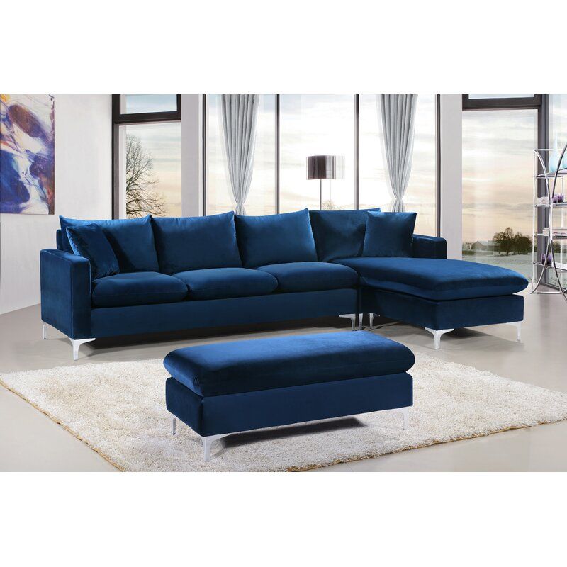 Shumpert 110" Wide Velvet Reversible Sofa & Chaise thumbnail 3