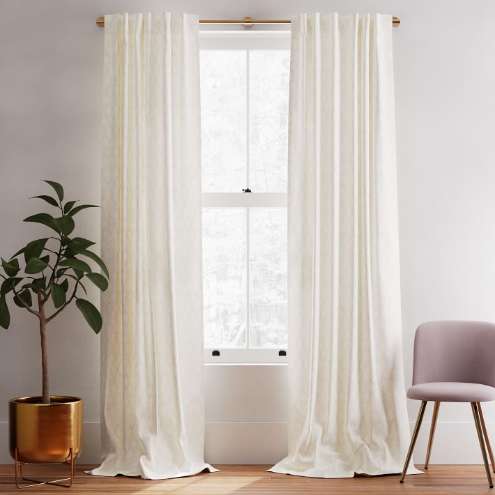 Cotton Canvas Hand Drawn Diamond Curtains thumbnail 2