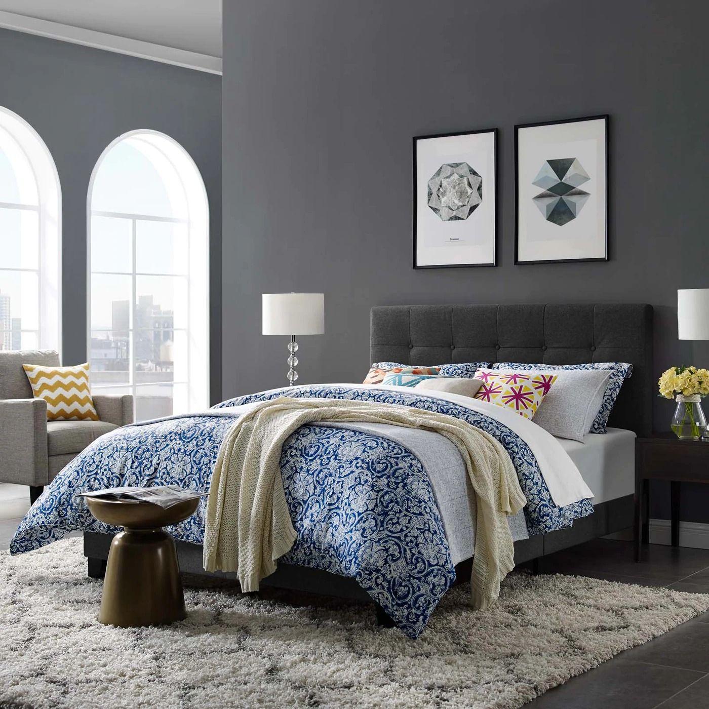 Rima Upholstered Fabric Bed-King thumbnail 2