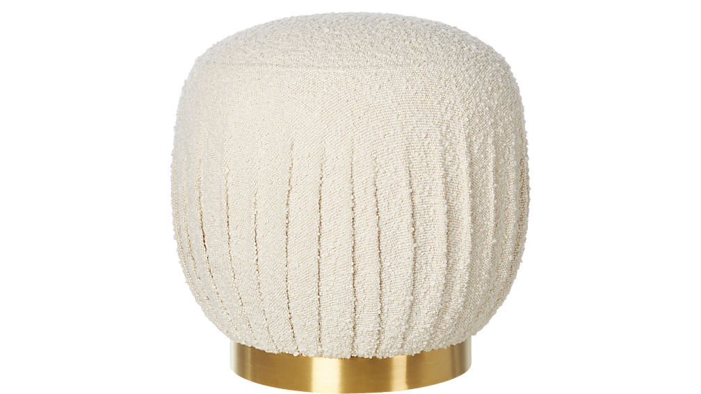 PLEATED BOUCLE OTTOMAN STOOL thumbnail 2