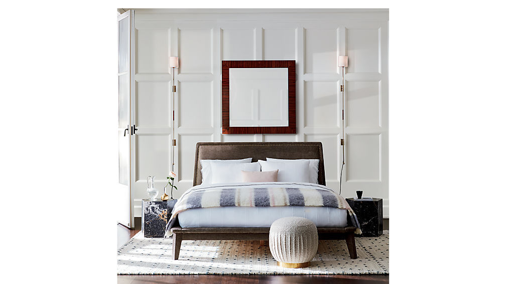 PLEATED BOUCLE OTTOMAN STOOL thumbnail 4