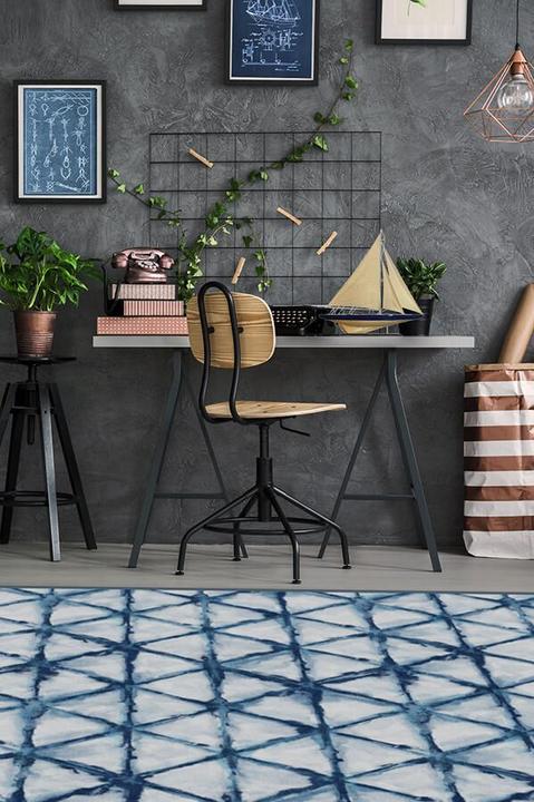 Diamond Shibori Indigo Rug-5'x7' thumbnail 3