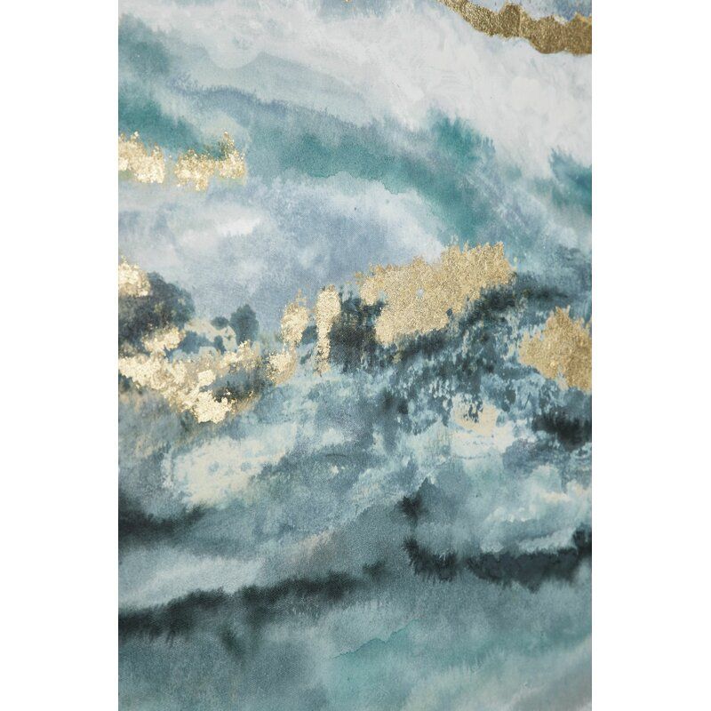 Turquoise Gold Abstract Framed Painting thumbnail 3