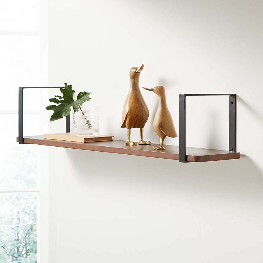 Riggs 36 Walnut Shelf with Black Square Brackets thumbnail 2