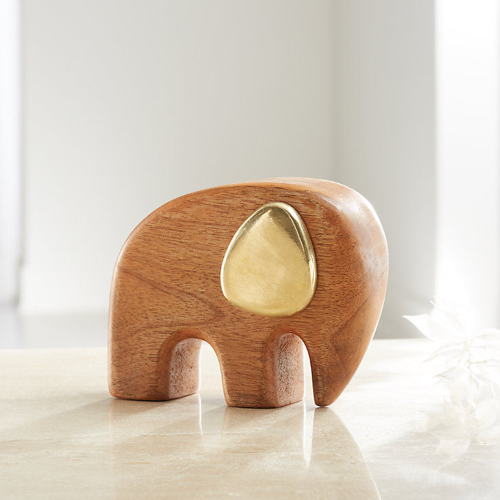 Mango Wood And Brass Elephant thumbnail 3