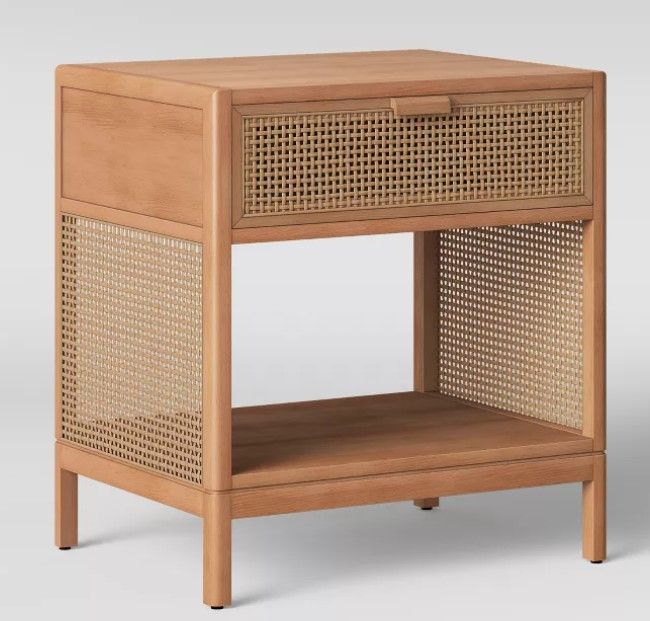 Minsmere Caned Accent Table with Drawer Natural Brown Opalhouse thumbnail 2