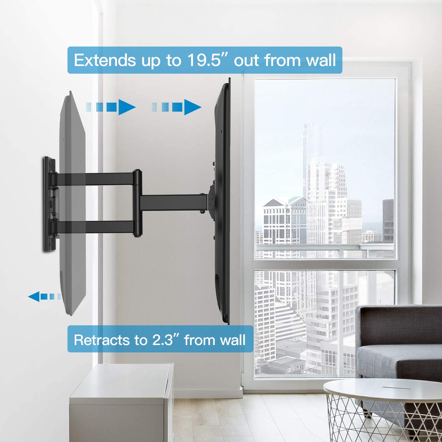 PERLESMITH TV Wall Mount for Most 26-55 Inch Flat Curved TVs with Swivels, Tilts & Extends thumbnail 4
