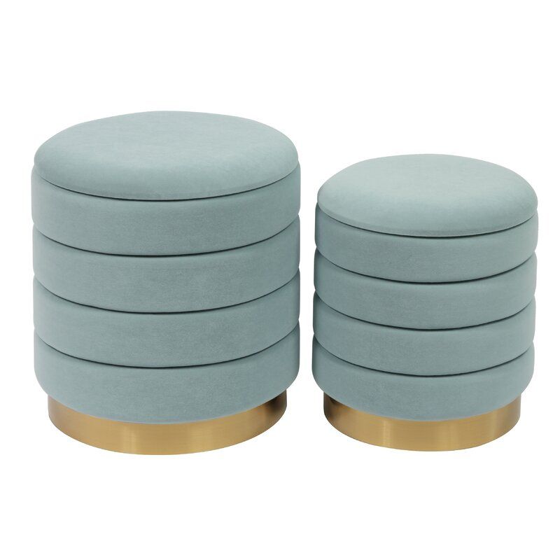 Macgregor 15.8 Velvet Round Storage Ottoman large thumbnail 3