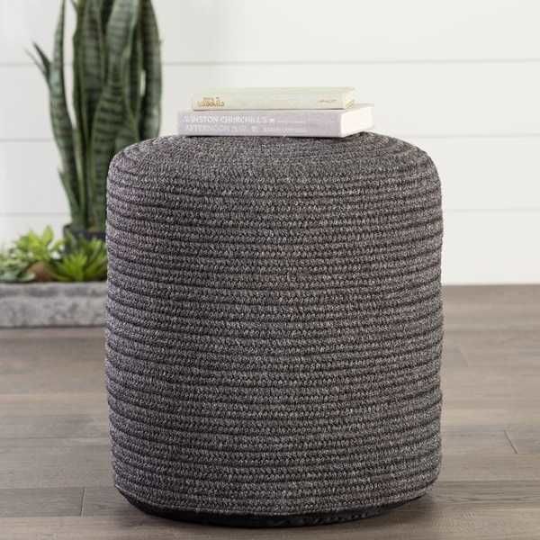 Bridgehampton Solid Dark Gray Indoor Outdoor Pouf thumbnail 2