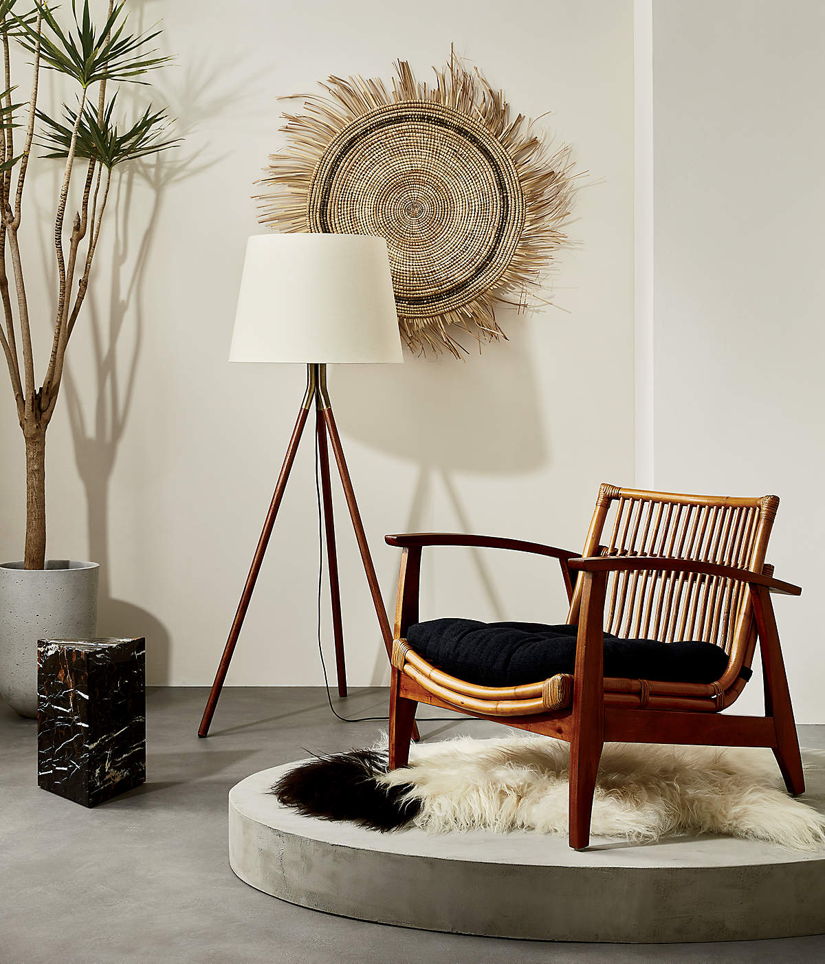 Noelie Rattan Lounge Chair with Black Cushion thumbnail 2