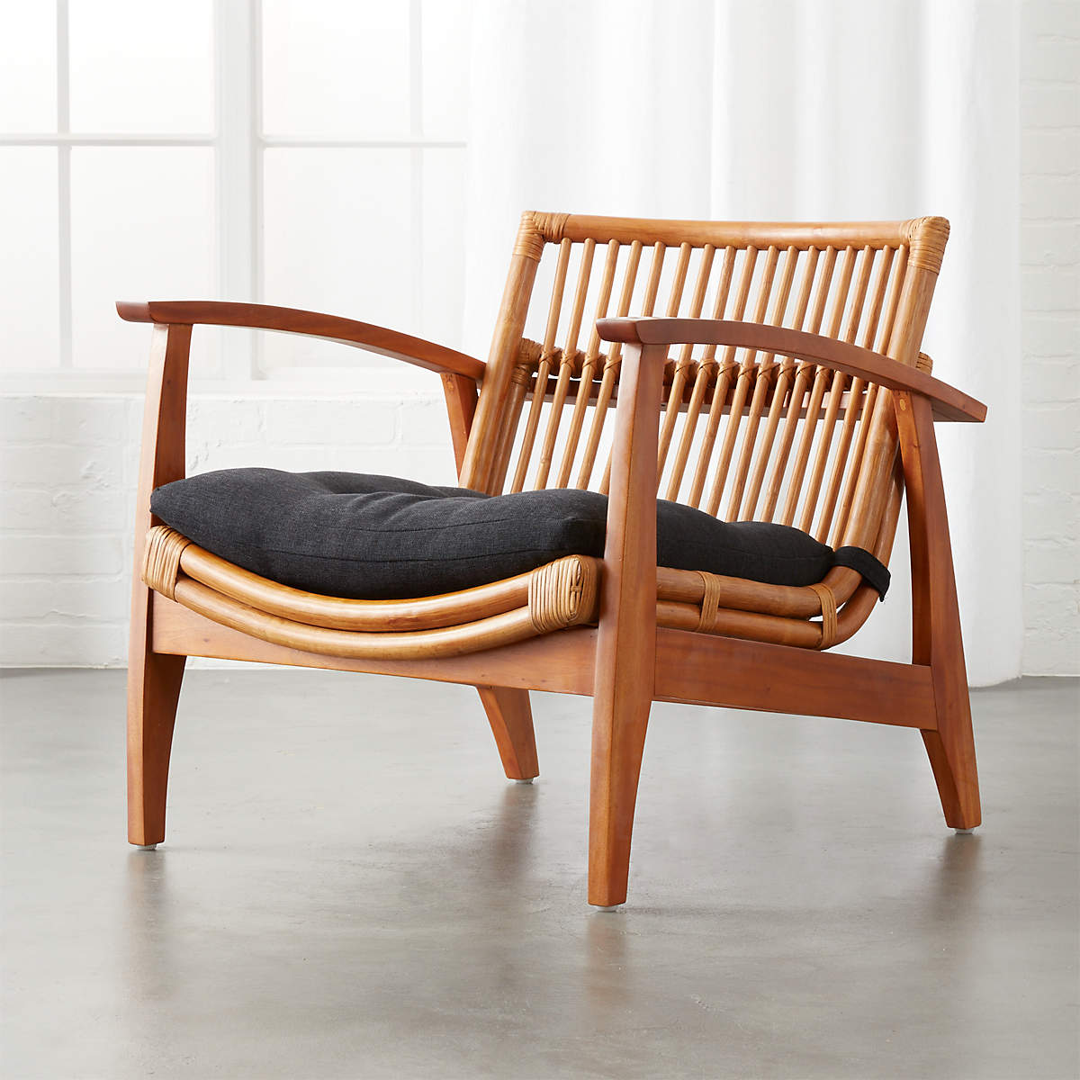 Noelie Rattan Lounge Chair with Black Cushion thumbnail 7