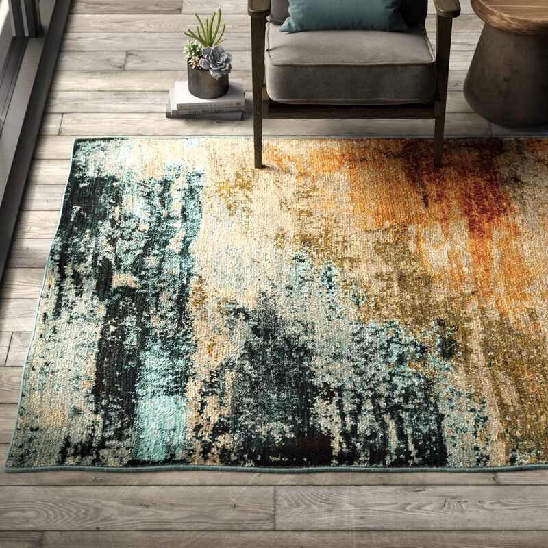 Bali Abstract Area Rug in Blue/ Red thumbnail 3