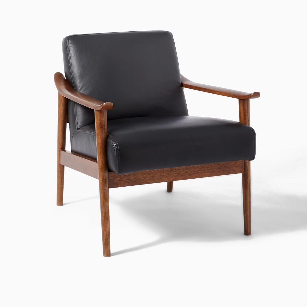 Mid Century Leather Show Wood Chair thumbnail 3