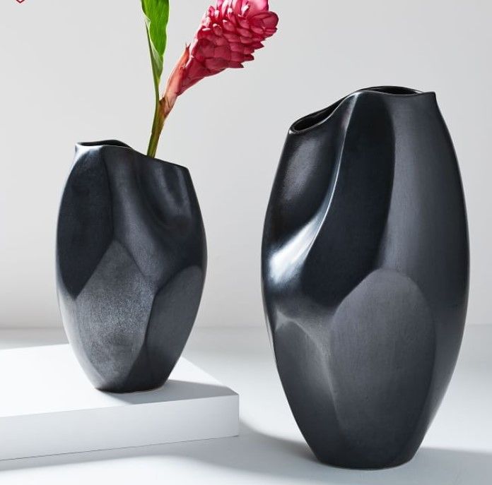 Black Ceramic Pinched Vases thumbnail 2
