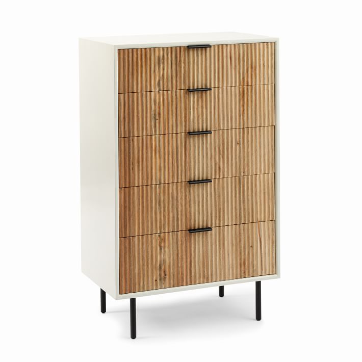 Quinn Wood 5-Drawer Dresser - White/Antique Bronze thumbnail 2