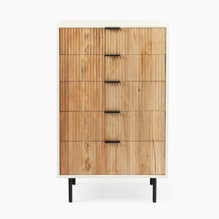 Quinn Wood 5-Drawer Dresser - White/Antique Bronze thumbnail 3