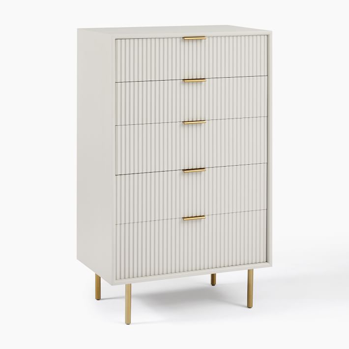 Quinn Wood 5-Drawer Dresser - White/Antique Bronze thumbnail 2