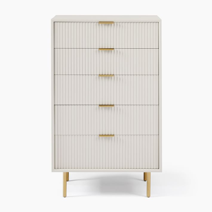 Quinn Wood 5-Drawer Dresser - White/Antique Bronze thumbnail 3