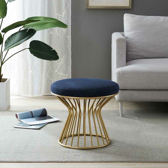Velvet Round Standard Ottoman thumbnail 4