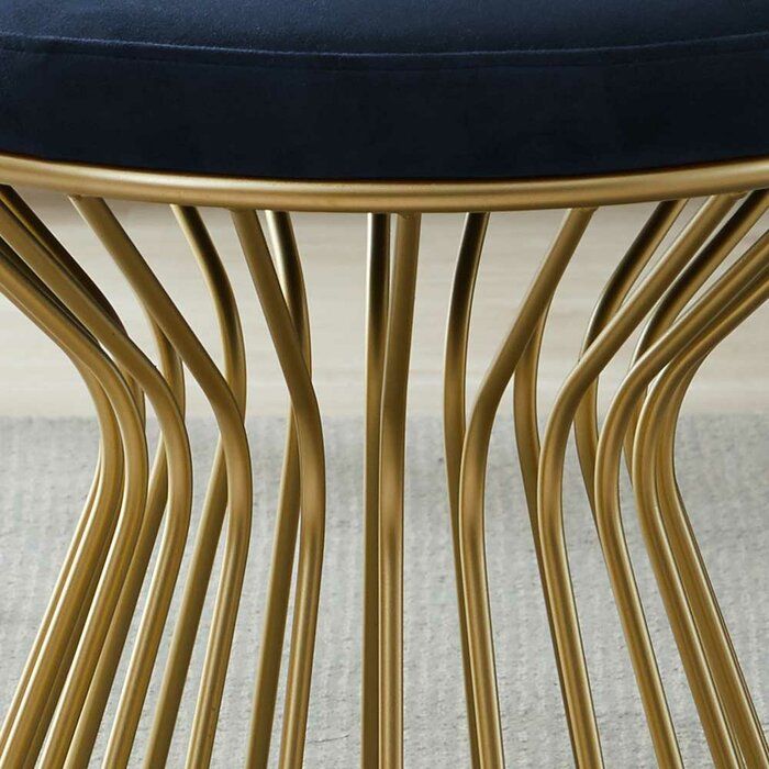 Velvet Round Standard Ottoman thumbnail 2