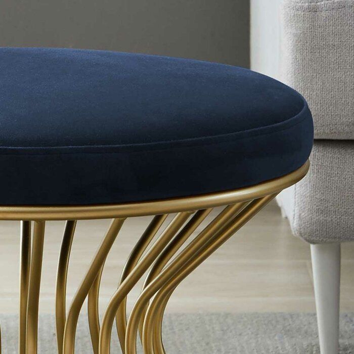 Velvet Round Standard Ottoman thumbnail 3