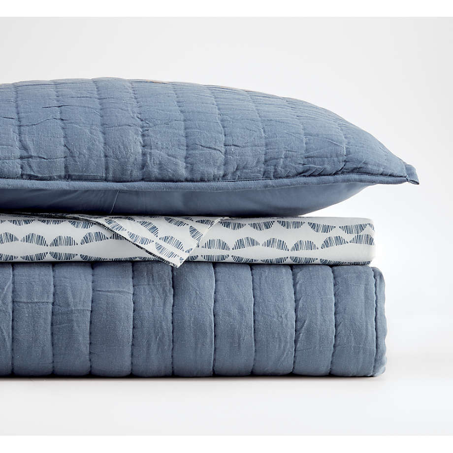 Linen Dark Blue Twin Quilt thumbnail 2