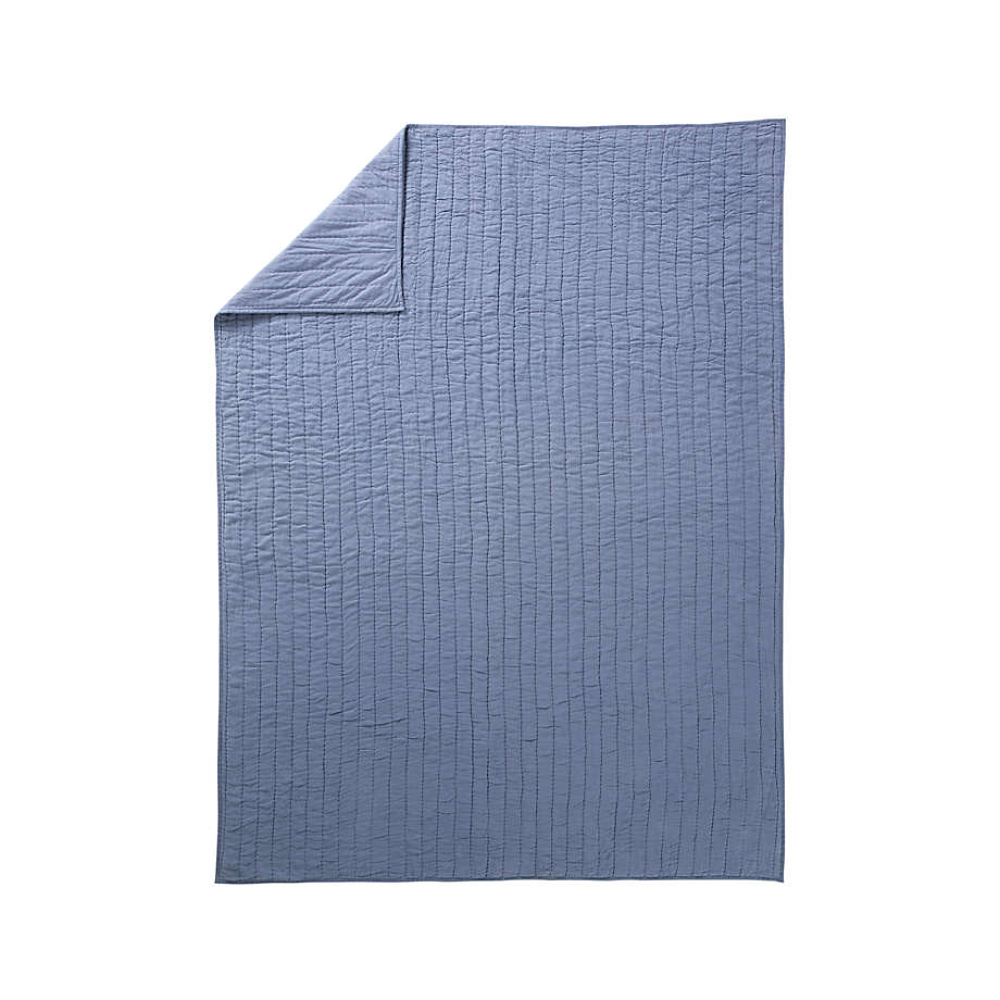 Linen Dark Blue Twin Quilt thumbnail 3