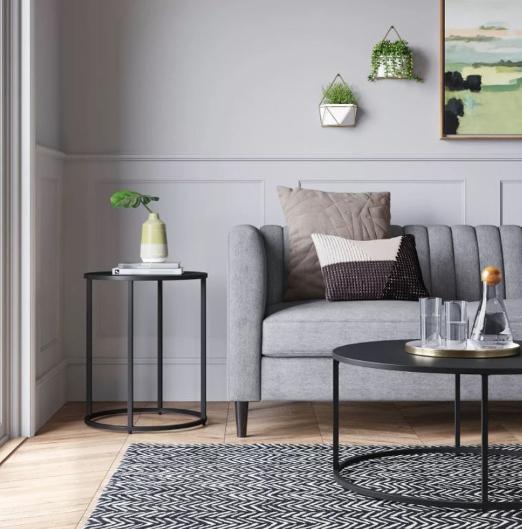 Glasgow Round Metal Coffee Table Black thumbnail 2