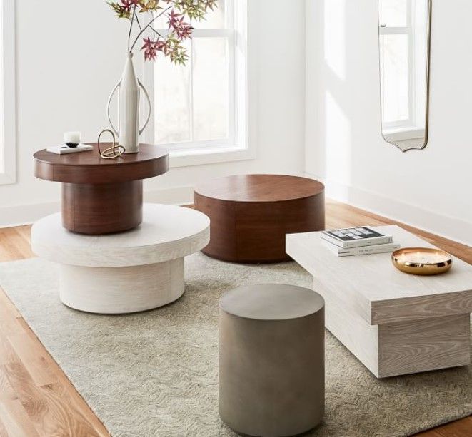 Volume Round Pedestal Coffee Table Wood thumbnail 2