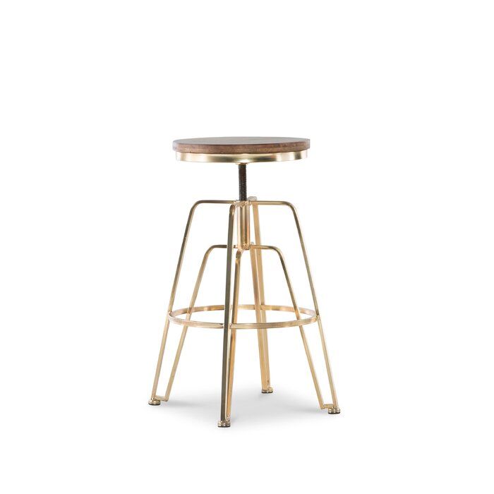 Maureen Swivel Solid Wood Adjustable Height Bar Stool thumbnail 2