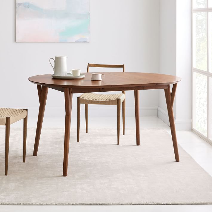 Mid Century Rounded Expandable Dining Table thumbnail 2