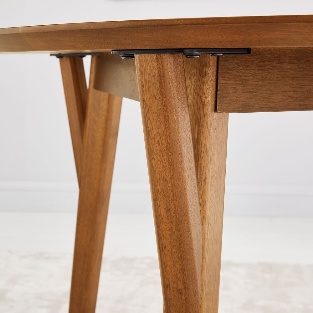 Mid Century Rounded Expandable Dining Table thumbnail 5