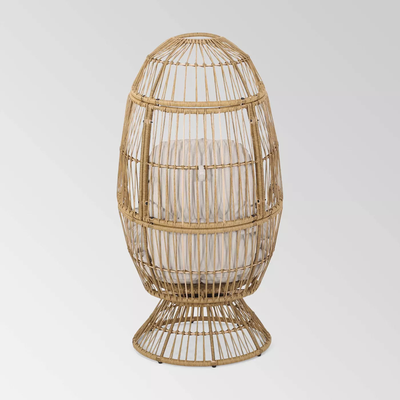Pintan Wicker Swivel Egg Chair Christopher Knight Home thumbnail 2