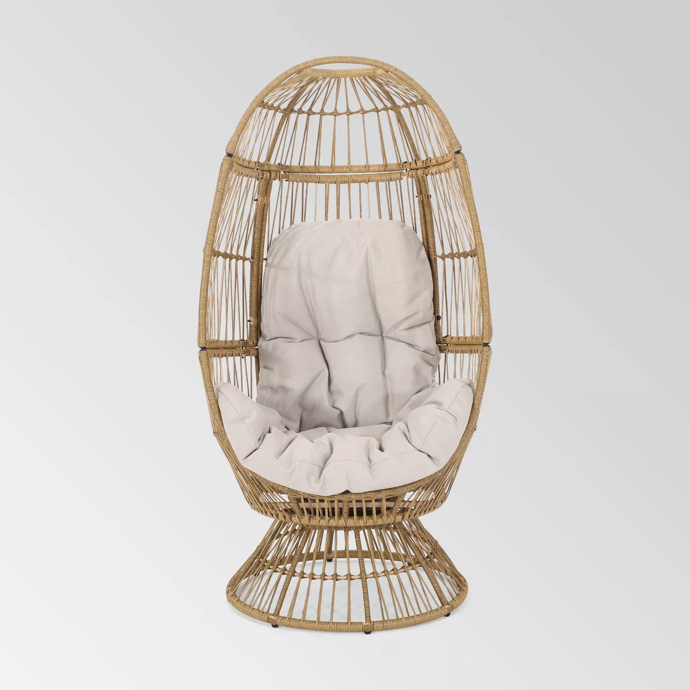 Pintan Wicker Swivel Egg Chair Christopher Knight Home thumbnail 4